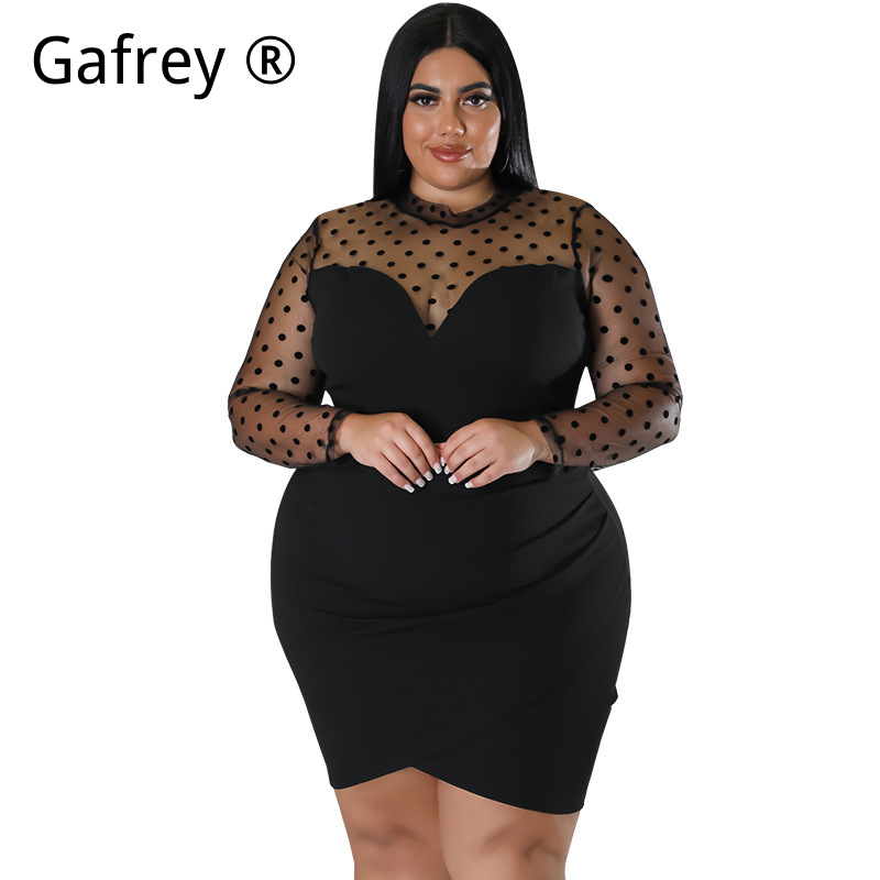 Sexy Mesh Sheer Bodycon Dress - XXL 3XL 4XL 5XL Plus Size