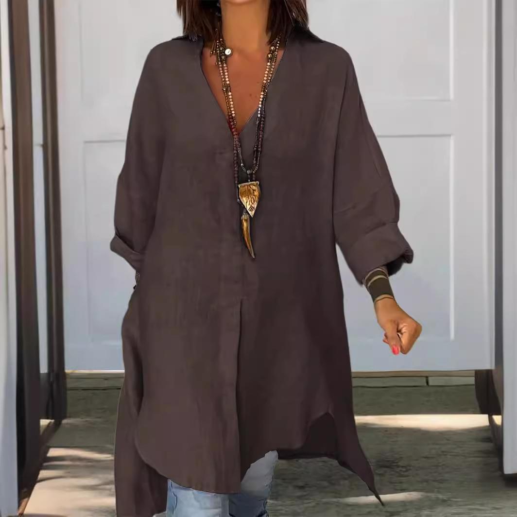 Casual Loose Linen Shirt Dress - New 2024 Women's Casual Cotton Linen