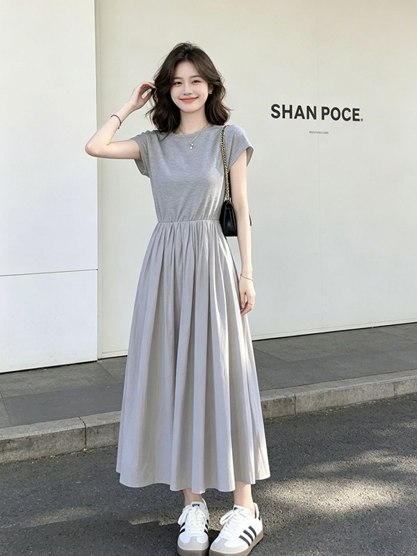 Korean Style A Line Shirt Dress - plus Size Women's Korean Style Slimming
