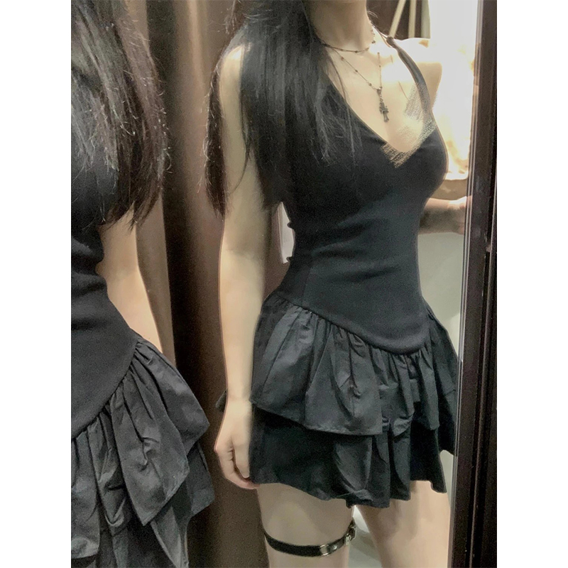 Y2K Backless Halter Mini Dress - MEXZT Y2K Black Mini Dress Women