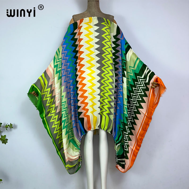 Boho Summer Beach Maxi Dress - WINYI Women Sexy One Neck Maxi