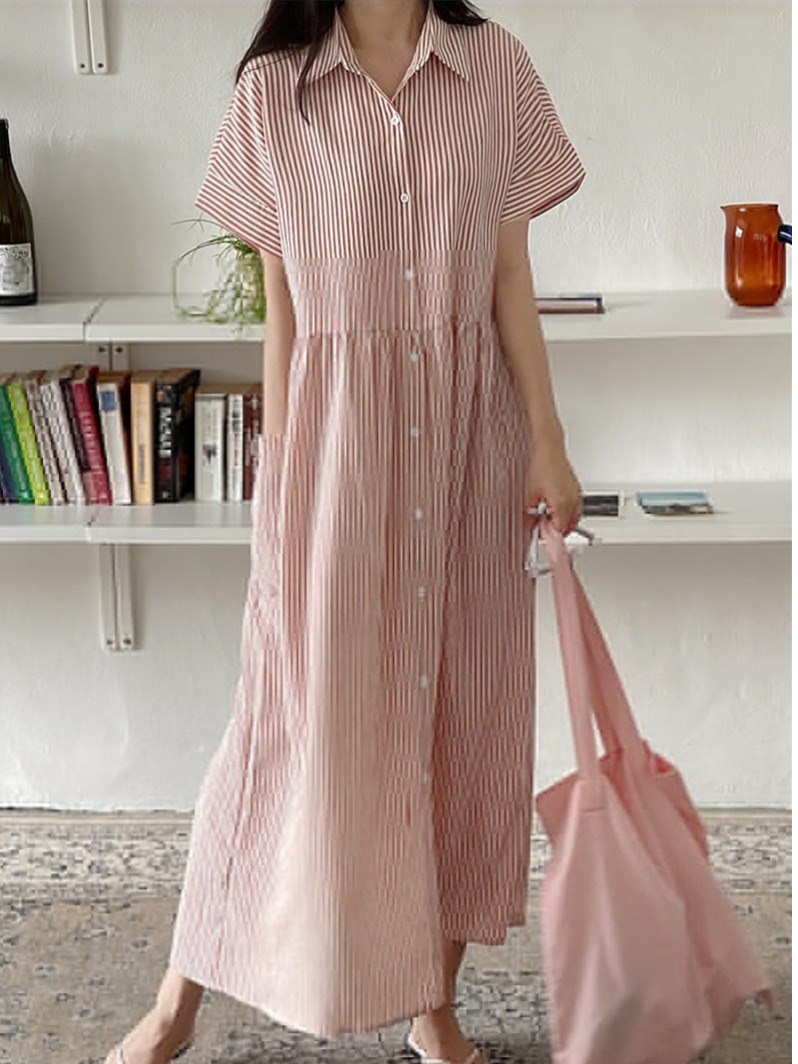 Retro Korean Style Loose Fit S - огляд і ціна Casual Loose Linen Shirt Dress