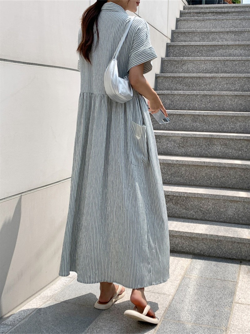 Retro Korean Style Loose Fit S - огляд і ціна Casual Loose Linen Shirt Dress