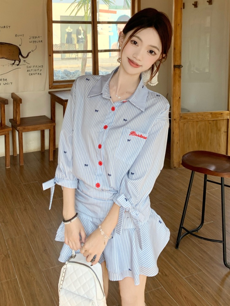Korean Style Casual Striped Sh - огляд і ціна Korean Style A Line Shirt Dress