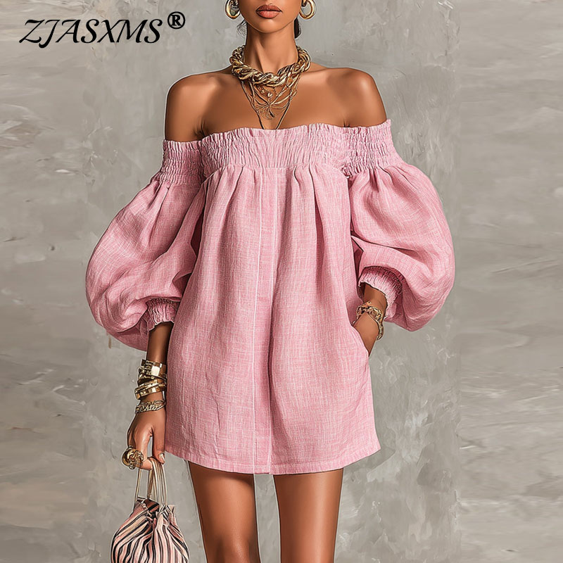 2026 Summer New Off Shoulder P - огляд і ціна Off Shoulder Puff Sleeve Sundress