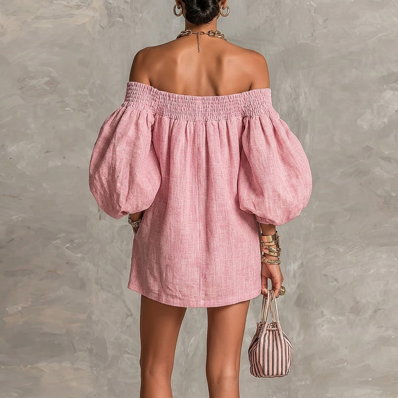 2026 Summer New Off Shoulder P - огляд і ціна Off Shoulder Puff Sleeve Sundress