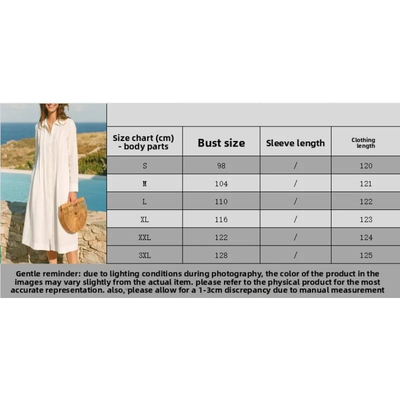 European Solid Long Dress Loos - огляд і ціна Casual Loose Linen Shirt Dress