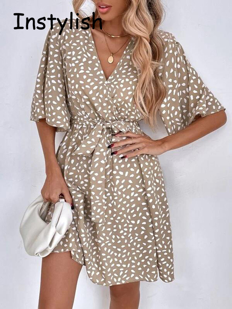 Casual Dot Print Mini Dress wi - огляд і ціна French Vintage Floral Midi Dress