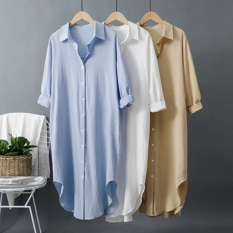 New Cotton and Linen Women's L - огляд і ціна Casual Loose Linen Shirt Dress
