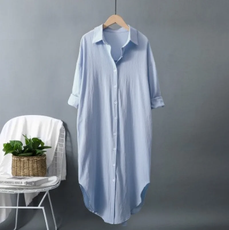 New Cotton and Linen Women's L - огляд і ціна Casual Loose Linen Shirt Dress