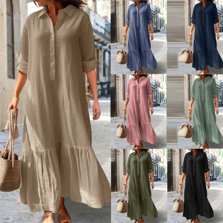 2025 Women's Linen Shirt Dress - огляд і ціна Casual Loose Linen Shirt Dress