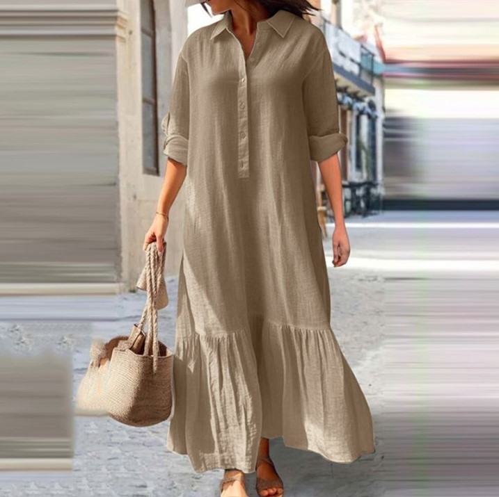 2025 Women's Linen Shirt Dress - огляд і ціна Casual Loose Linen Shirt Dress