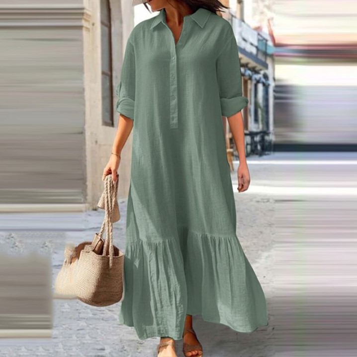 2025 Women's Linen Shirt Dress - огляд і ціна Casual Loose Linen Shirt Dress