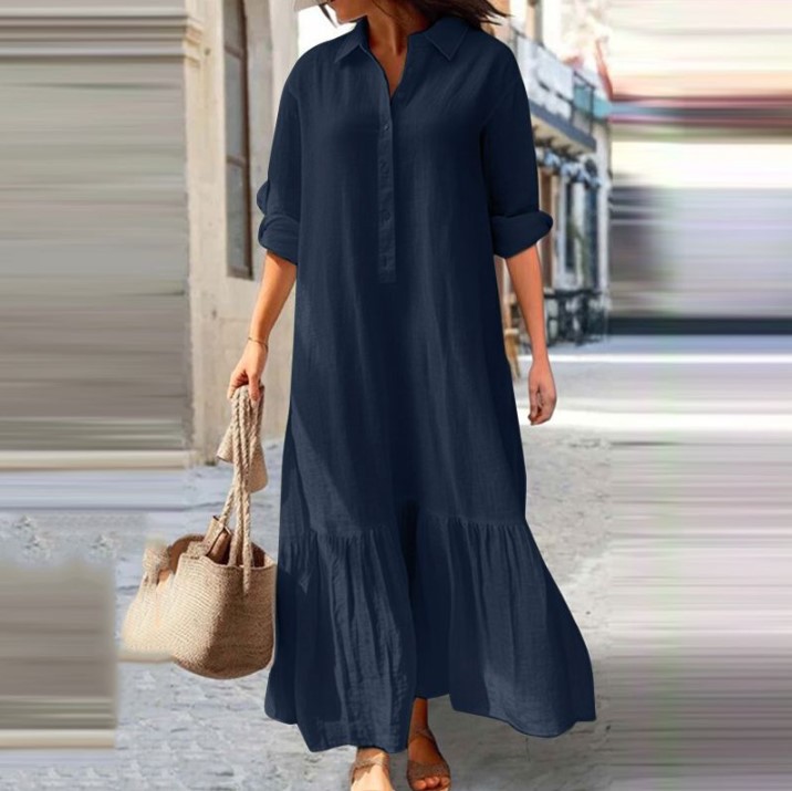 2025 Women's Linen Shirt Dress - огляд і ціна Casual Loose Linen Shirt Dress