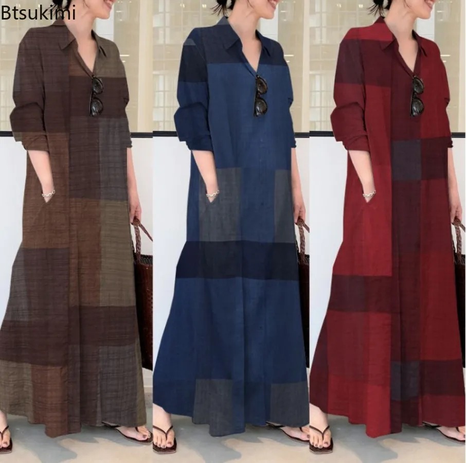 Fashion New Shirt Dress Women  - огляд і ціна Casual Loose Linen Shirt Dress