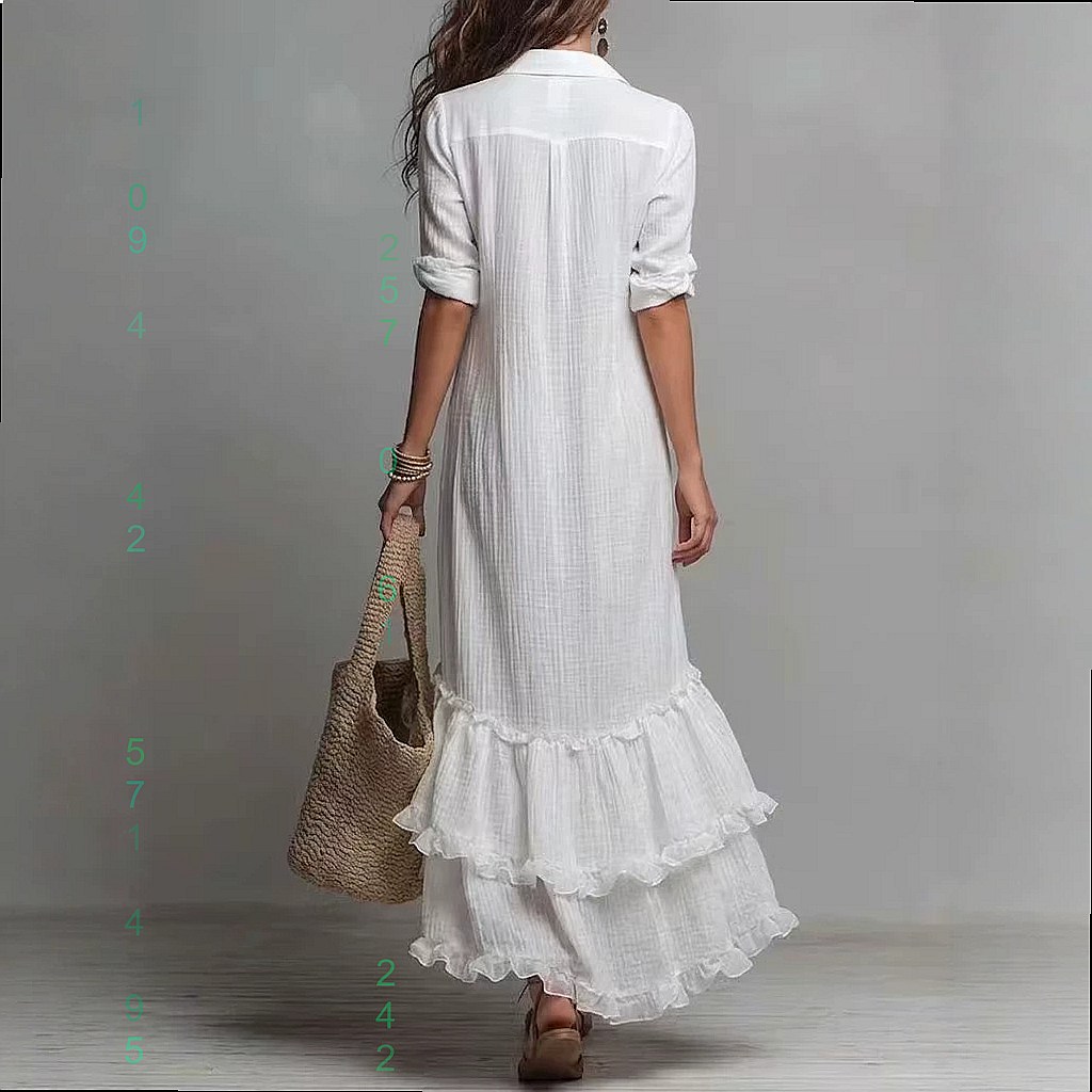 Cross back cotton linen dress  - огляд і ціна Casual Loose Linen Shirt Dress