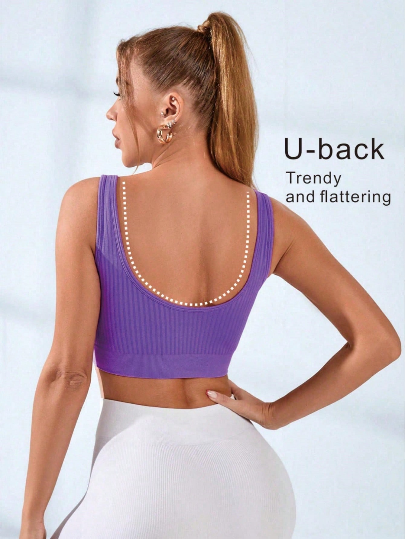 Women's Ribbed U-Neck Sports B - огляд і ціна Seamless Ribbed Workout Tank Top