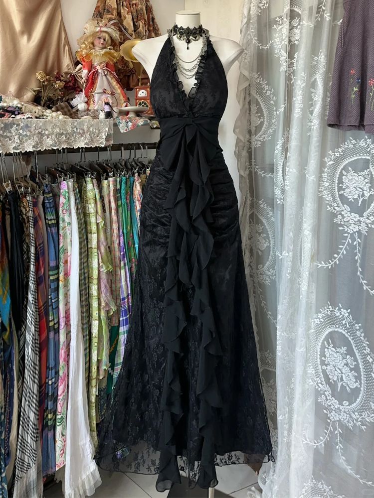 Y2k Vintage Halter Sleeveless  - огляд і ціна Y2K Backless Halter Mini Dress