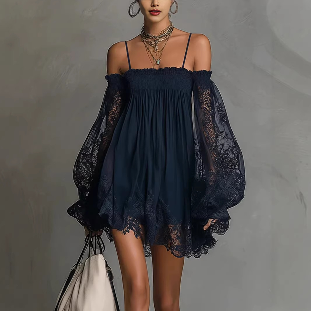 Off Shoulder Lace Mini Dress S - огляд і ціна Off Shoulder Puff Sleeve Sundress