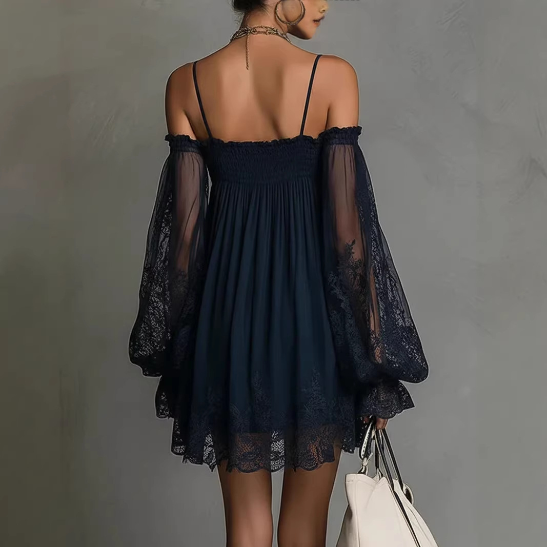 Off Shoulder Lace Mini Dress S - огляд і ціна Off Shoulder Puff Sleeve Sundress