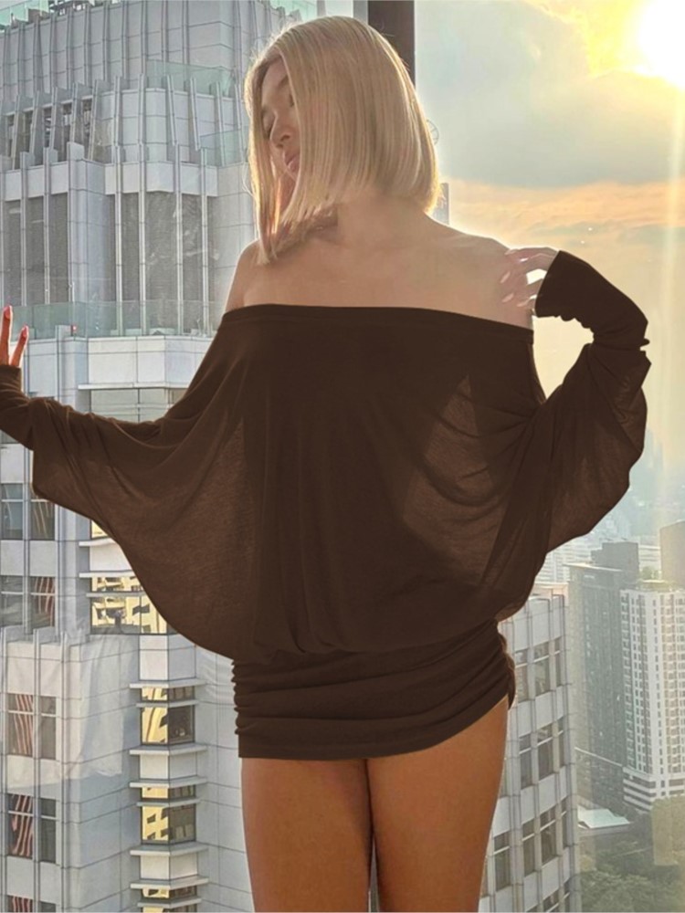 New Fashion Off Shoulder Sheer - огляд і ціна Sexy Mesh Sheer Bodycon Dress