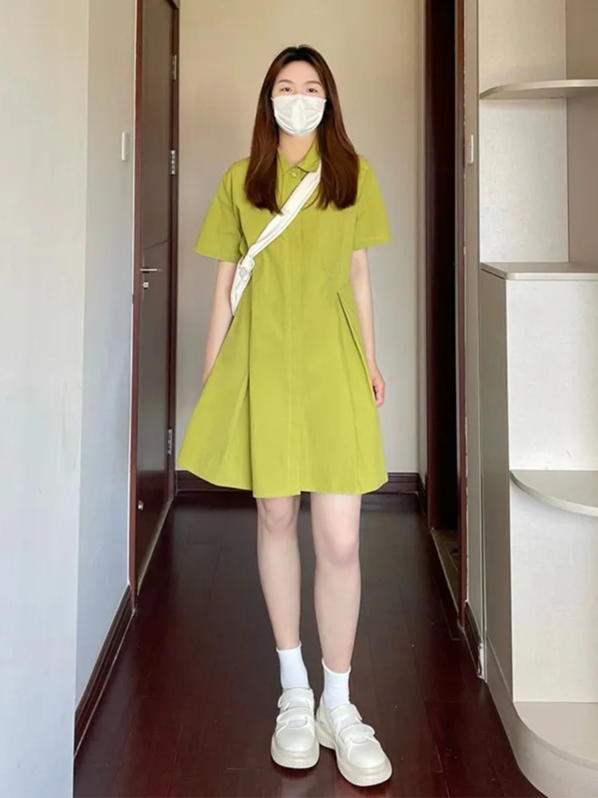 plus Size  Collar Dress Women  - огляд і ціна Korean Style A Line Shirt Dress