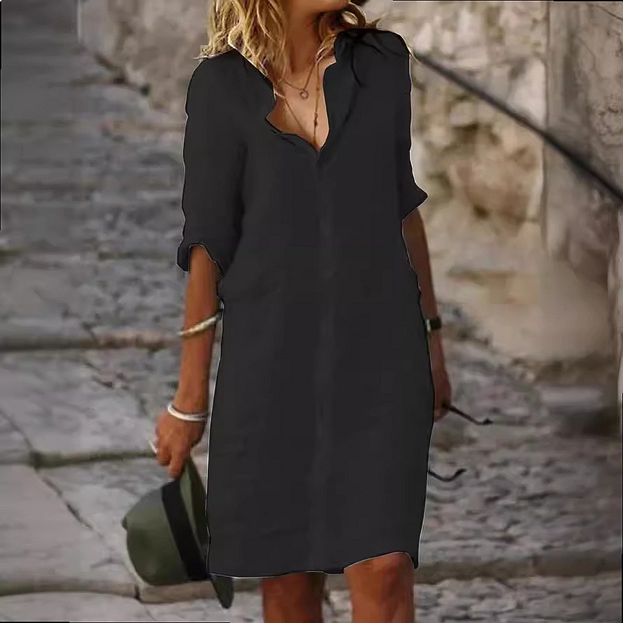Loose Fit Button Down Midi Shi - огляд і ціна Casual Loose Linen Shirt Dress