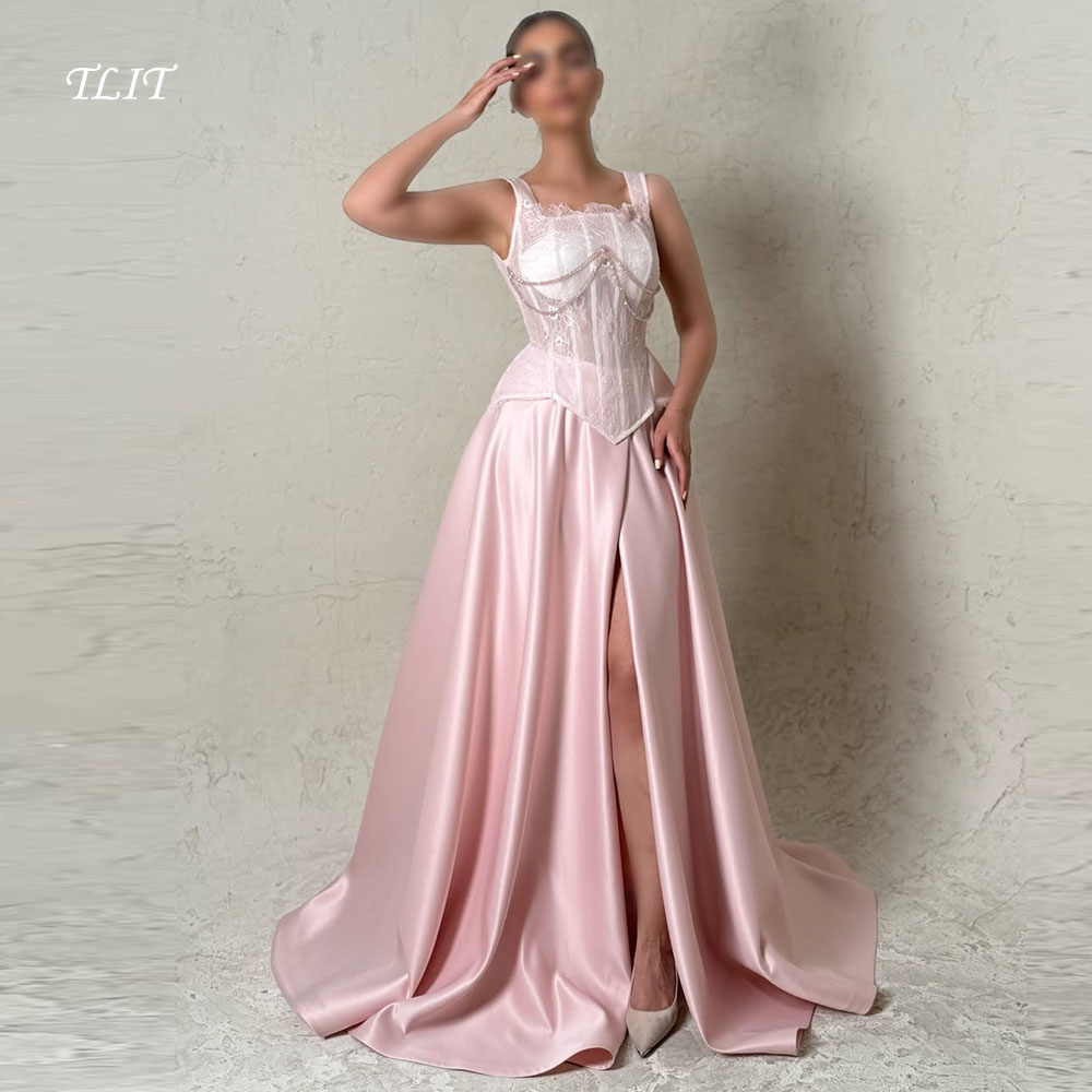 TLIT Elegant Baby Pink Silk Sa - огляд і ціна Elegant Satin Evening Gown Split