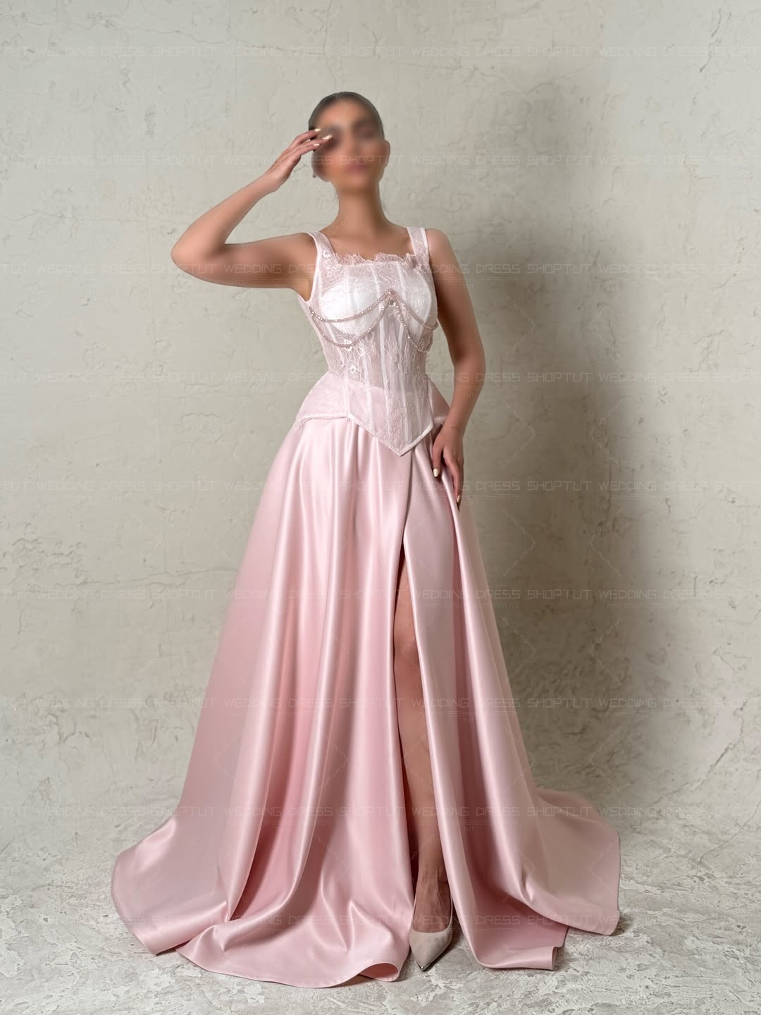 TLIT Elegant Baby Pink Silk Sa - огляд і ціна Elegant Satin Evening Gown Split