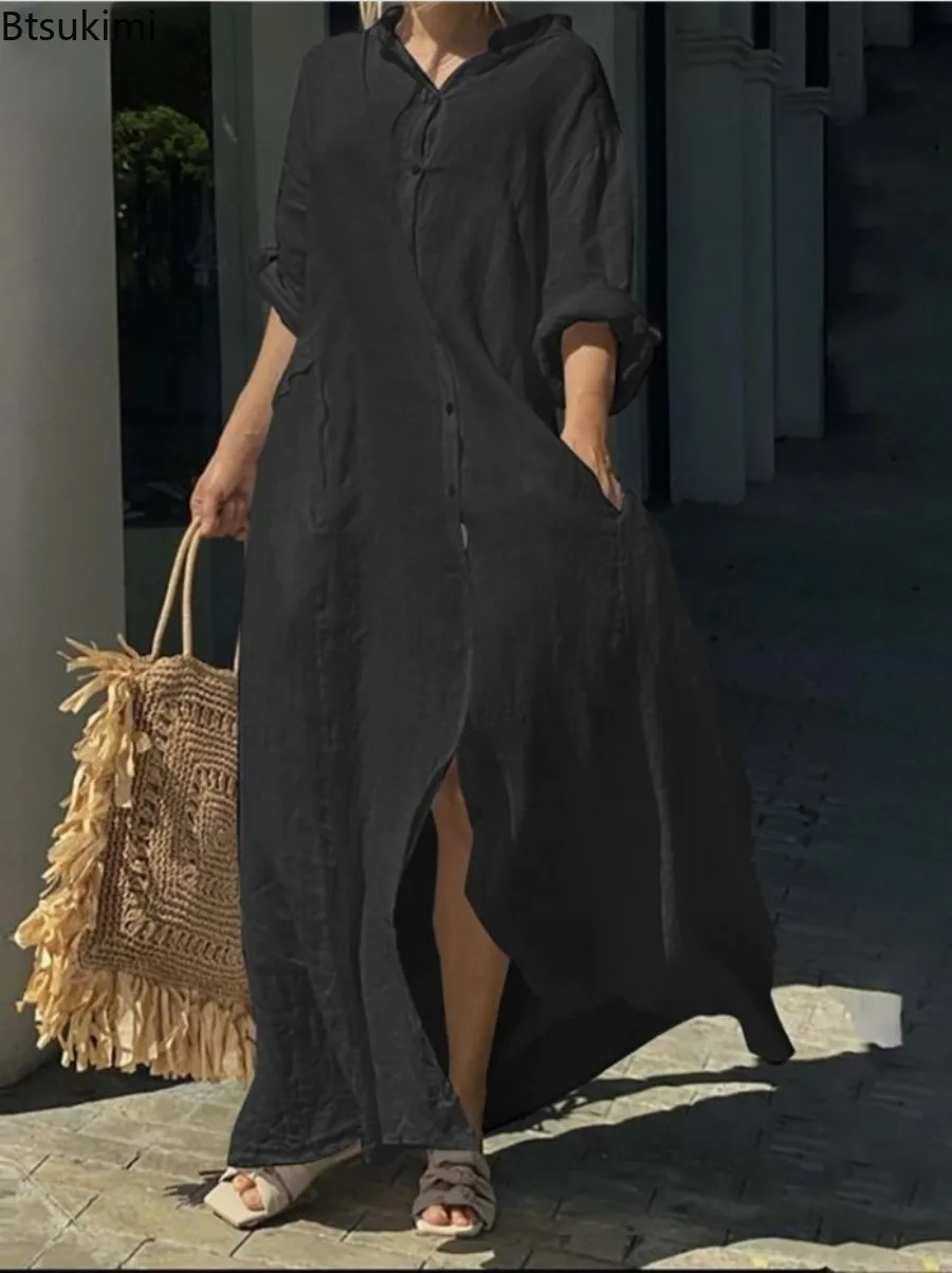 2026 Women's Casual Cotton Lin - огляд і ціна Casual Loose Linen Shirt Dress
