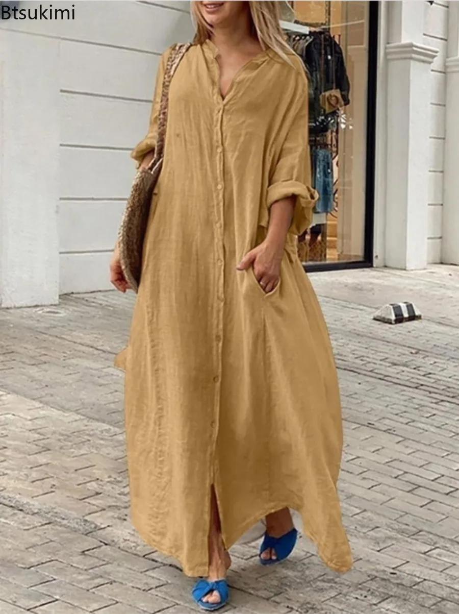 2026 Women's Casual Cotton Lin - огляд і ціна Casual Loose Linen Shirt Dress
