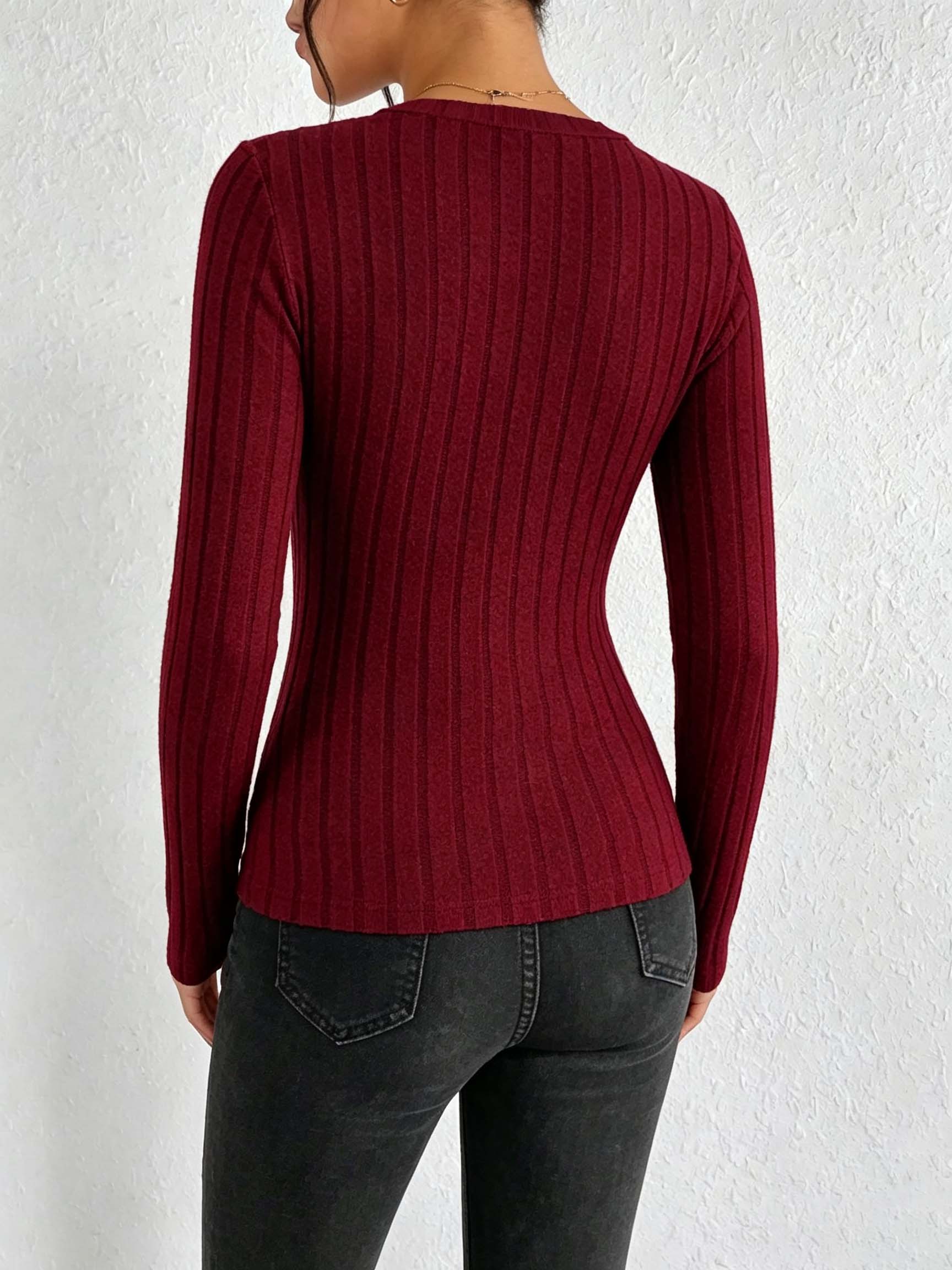 Women Solid V‑Neck Ribbed Knit - огляд і ціна Blouses
