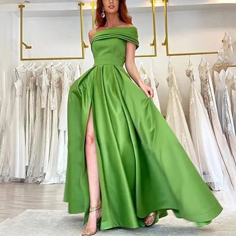 Elegant Off Shoulder Satin Eve - огляд і ціна Elegant Satin Evening Gown Split
