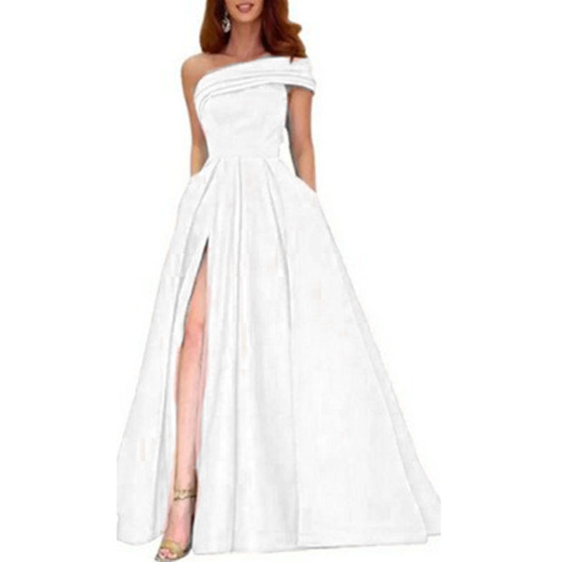 Elegant Off Shoulder Satin Eve - огляд і ціна Elegant Satin Evening Gown Split