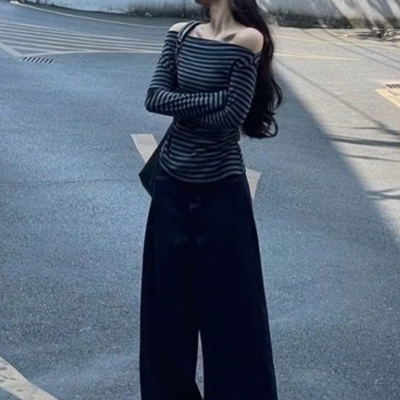 Women Vintage Striped Off Shou - огляд і ціна Blouses