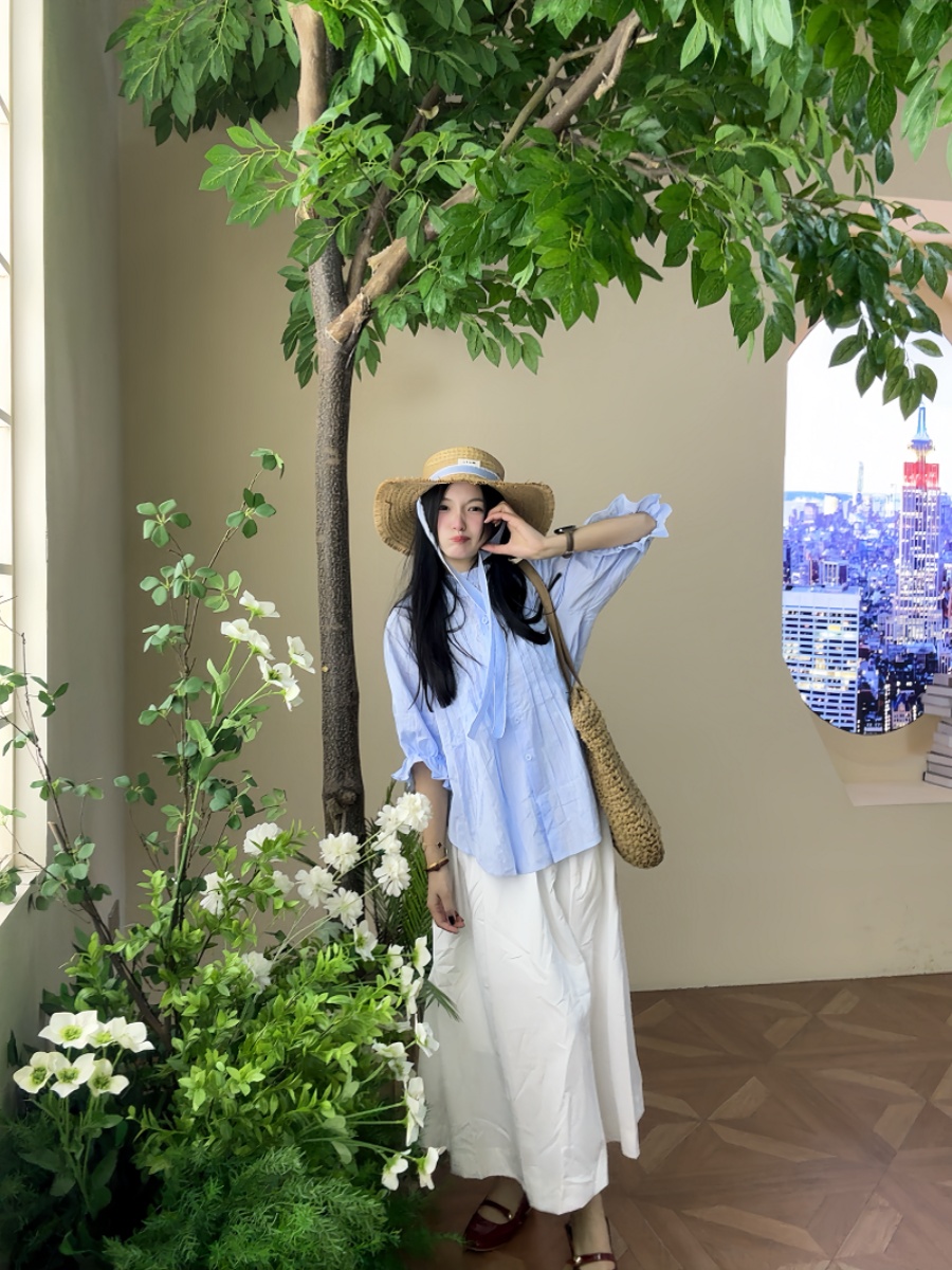 plus Size Women's Blue Bubble  - огляд і ціна Korean Style A Line Shirt Dress