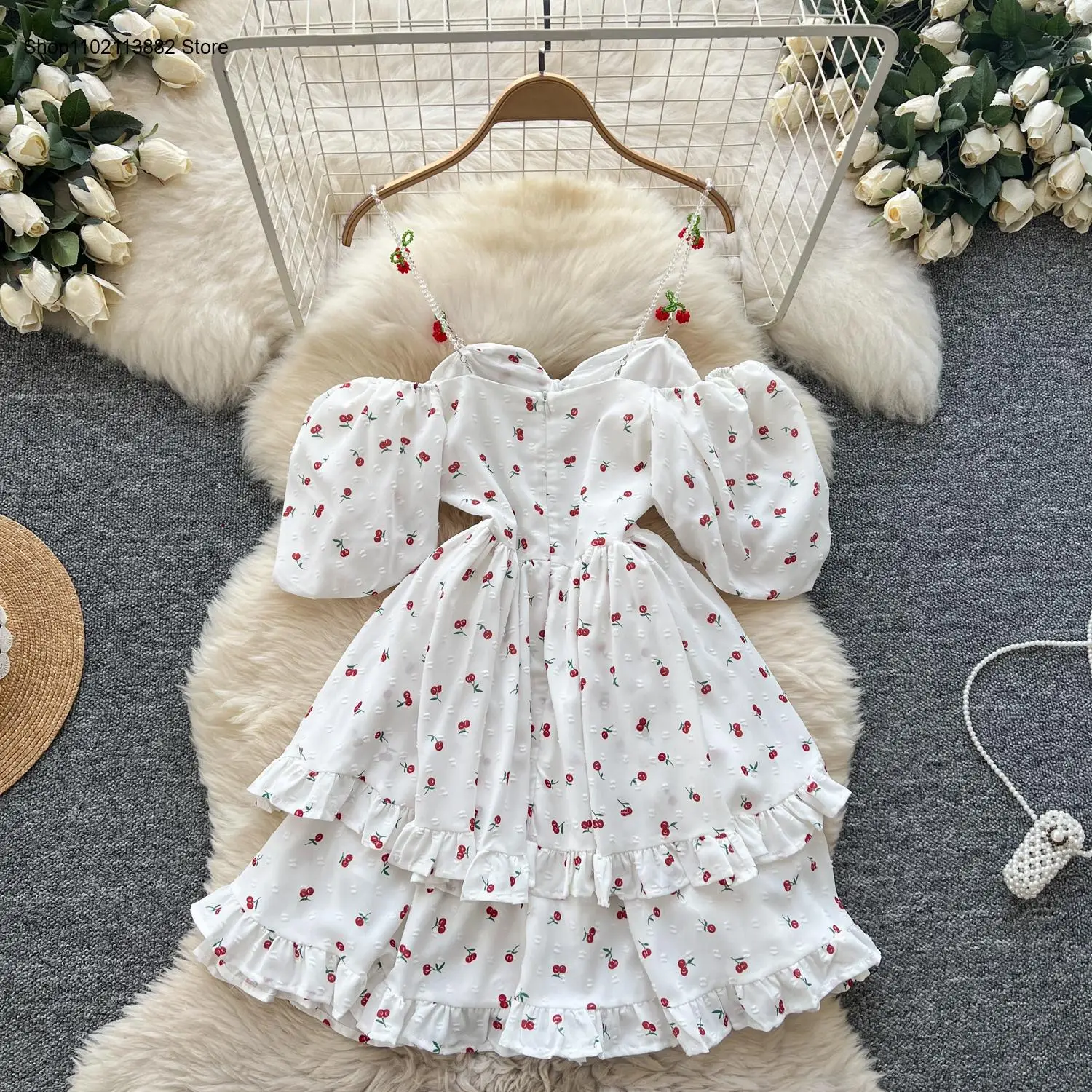 Puff Sleeves Off Shoulder Prin - огляд і ціна Off Shoulder Puff Sleeve Sundress