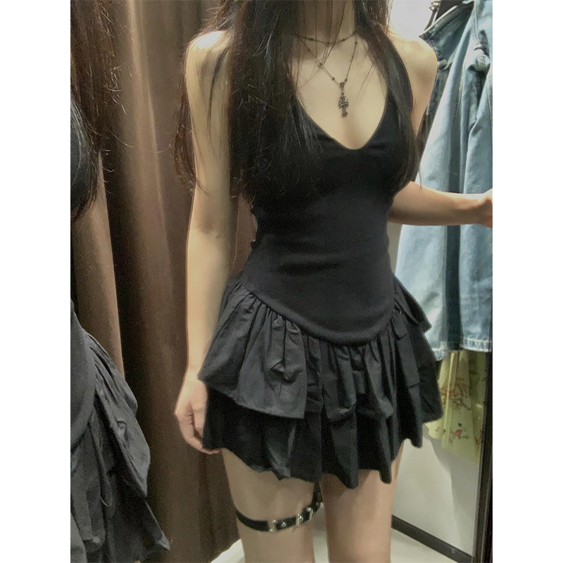 MEXZT Y2K Black Mini Dress Wom - огляд і ціна Y2K Backless Halter Mini Dress