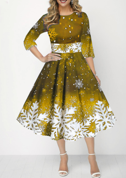 Winter Christmas Dresses Women - огляд і ціна French Vintage Floral Midi Dress