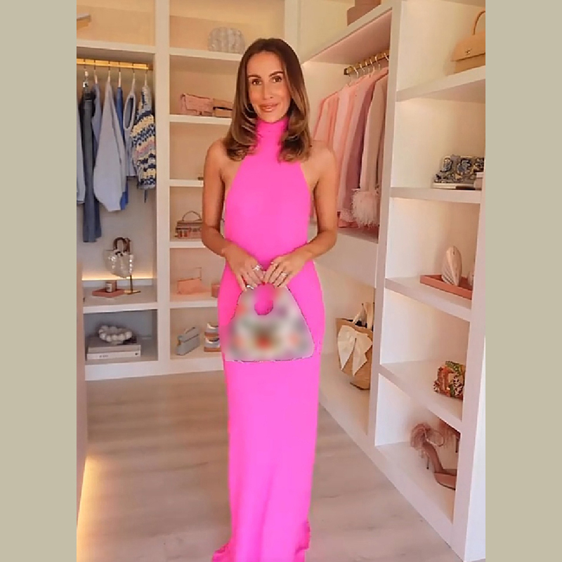 Women Halter Satin Maxi Dress  - огляд і ціна Elegant Satin Evening Gown Split