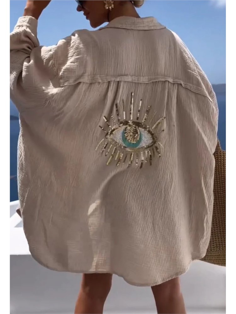 Spring Summer Casual Sequin Ey - огляд і ціна Casual Loose Linen Shirt Dress