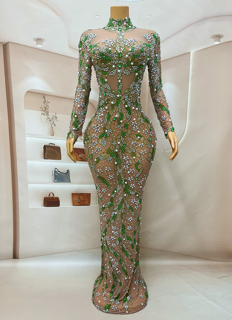 A stunning evening gown Long   - огляд і ціна Sparkly Rhinestone Club Party Dress