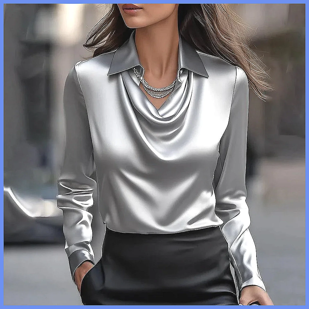 Vintage Satin Blouse Women Lon - огляд і ціна Blouses