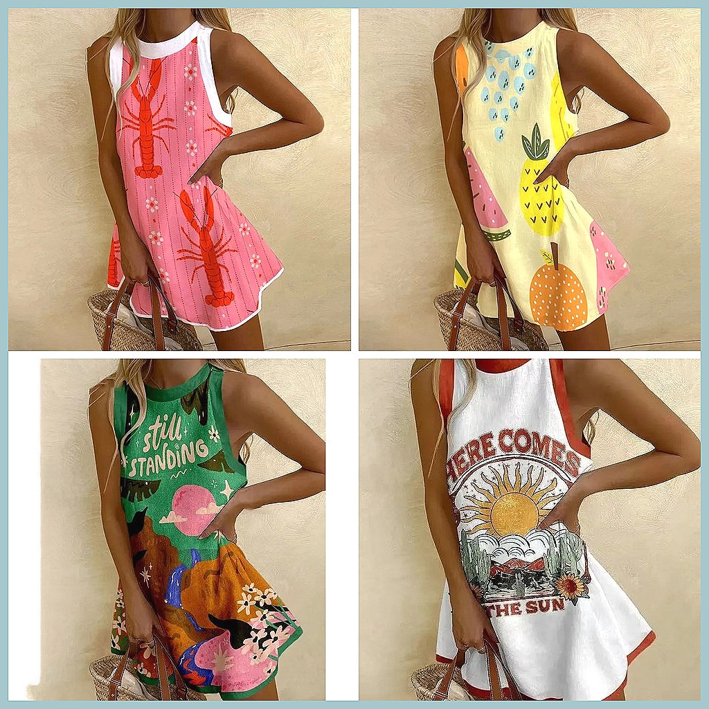 Women's Pineapple Print Sleeve - огляд і ціна Dresses