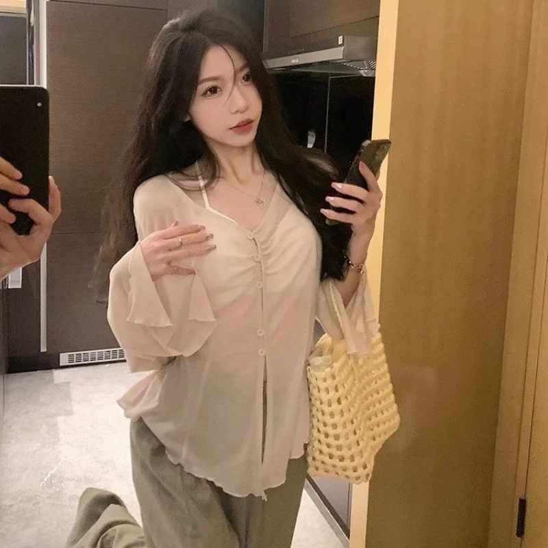 Sheer Flare Sleeve Blouse - Y2 - огляд і ціна Blouses