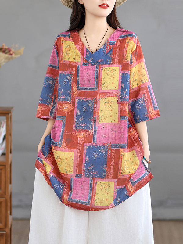 Casual Linen Print Top Vintage - огляд і ціна Casual Loose Linen Shirt Dress