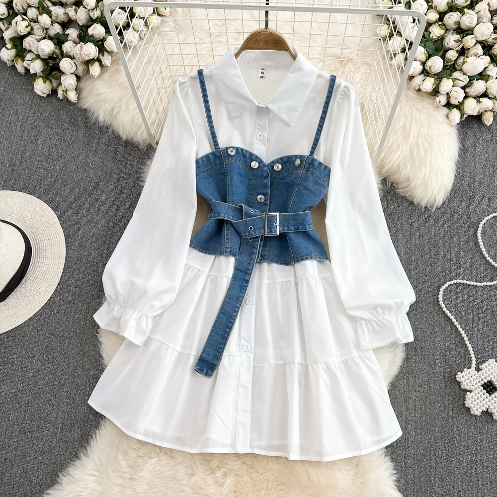 Retro Hong Kong Style Long Sle - огляд і ціна Korean Style A Line Shirt Dress