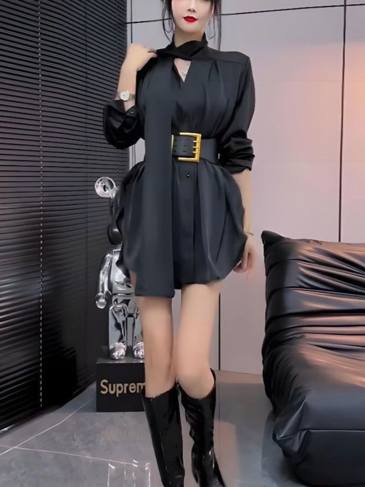 White Silk Shirt Dress Women's - огляд і ціна Korean Style A Line Shirt Dress