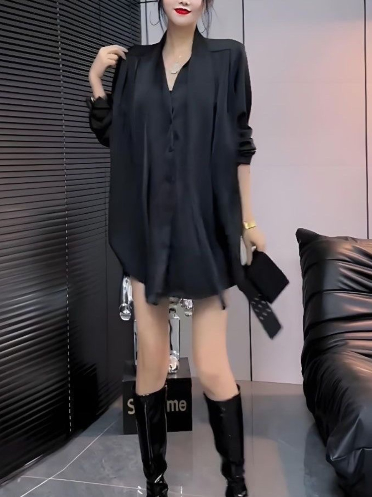 White Silk Shirt Dress Women's - огляд і ціна Korean Style A Line Shirt Dress