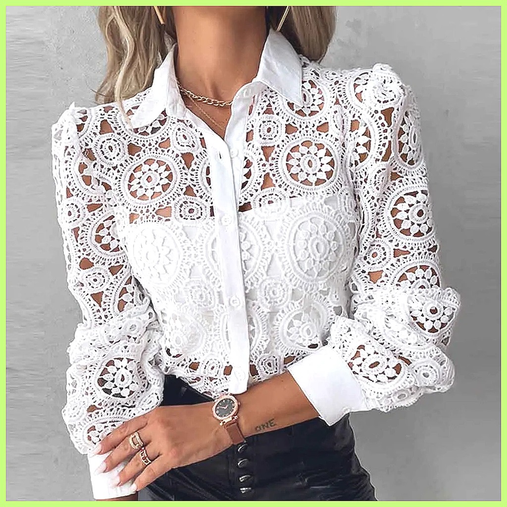 2025 Women's White Lace Shirt, - огляд і ціна Blouses
